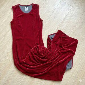Vintage 90s Ann Demeulemeester Asymmetric Burgundy Velvet Tent Dress (Belgium)